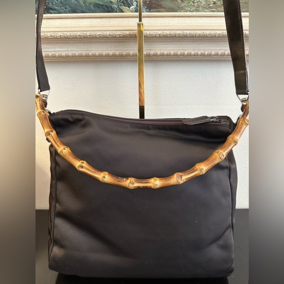 Gucci Nylon and Leather Bamboo Handle Bag - Picture 6 of 13